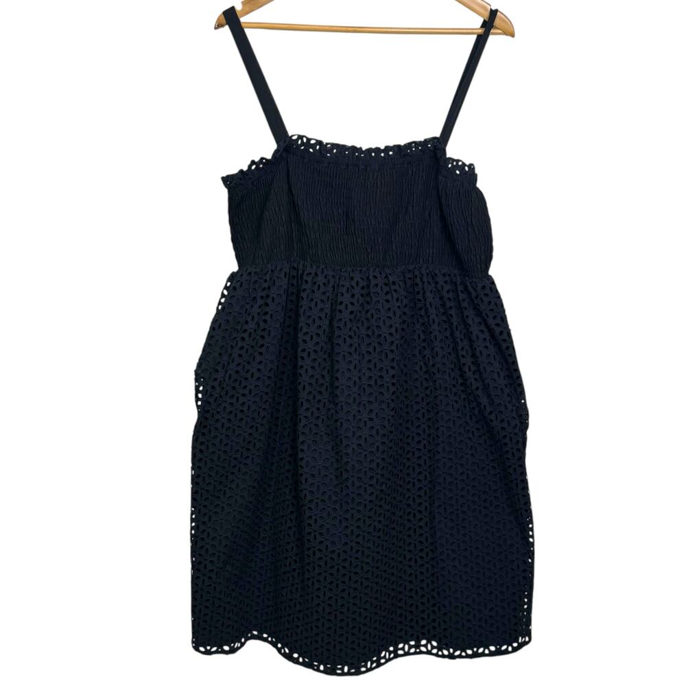 Moda International Smocked Y2K Black Eyelet Baby Doll Swing Dress  XL